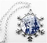 Reddy Kilowatt Snowflake NECKLACE or ORNAMENT Gift: Electric Company Utility Christmas Gift Idea!